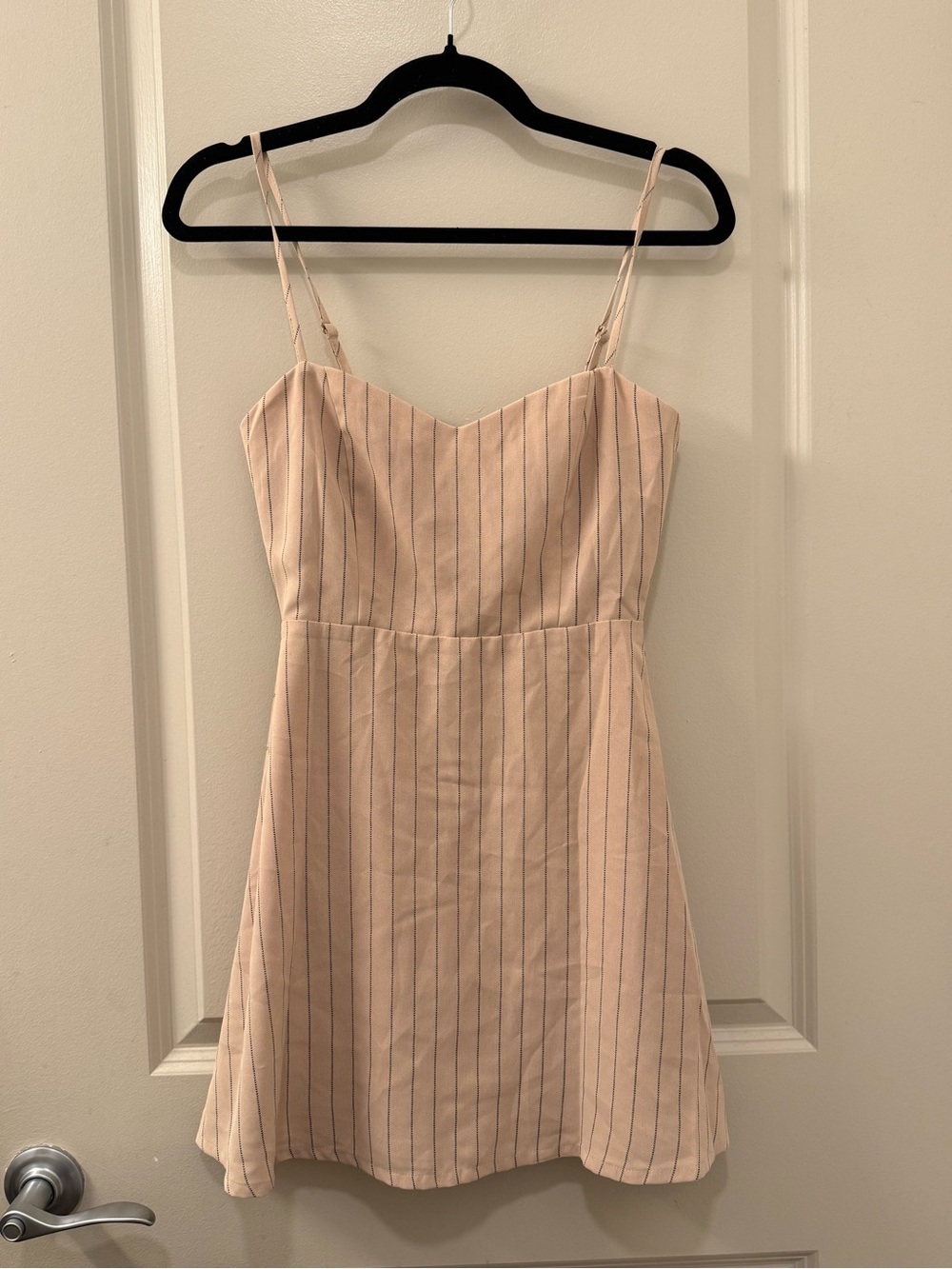 Superdown About Us Sweetheart Mini Dress Beige Stripe